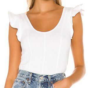 Free People Fleur Tank Top White Scoop Neck LG NWT